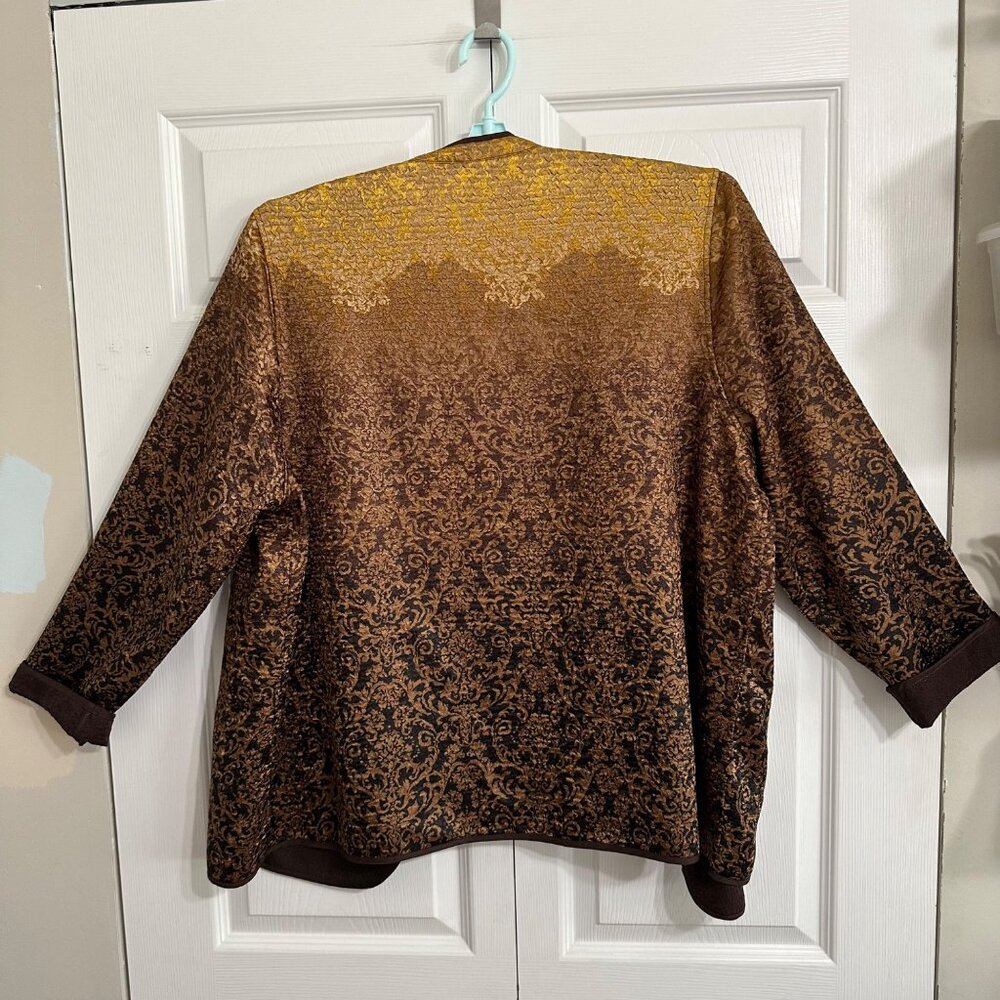 Catherine's Brown & Gold Reversible Jacket - Size XL Career Elegant Academia - Picture 4 of 7